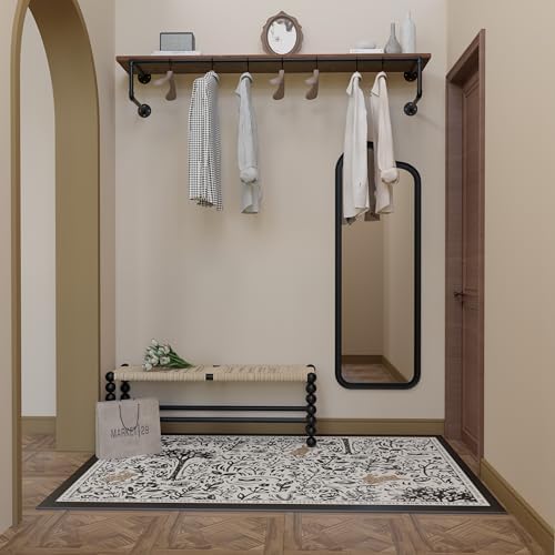 Clothes Rack 60in, Wall Mounted Garment Racks with Real Wood Shelf, Heavy Dut...