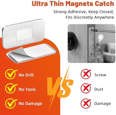 Jiayi No Drill Cabinet Door Magnets, 50 Pack Magnetic Drawer Closure with Ult...