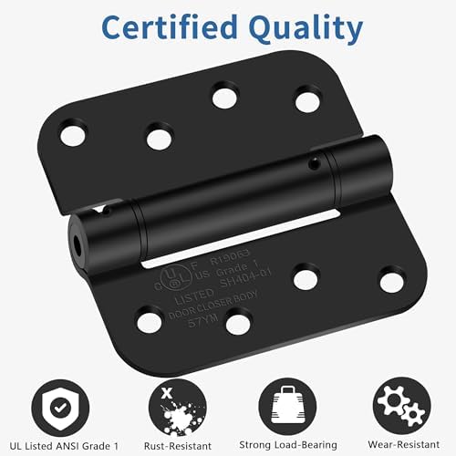 4 Inch Self Closing Door Hinges, 5/8" Radius Corners Spring Loaded Hings