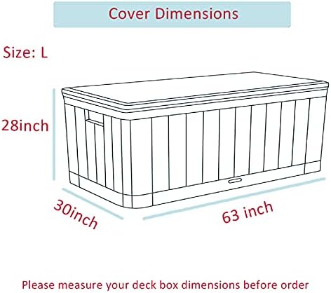 Deck Box Cover, Waterproof 600D Oxford, 63 x 30 x 28 in