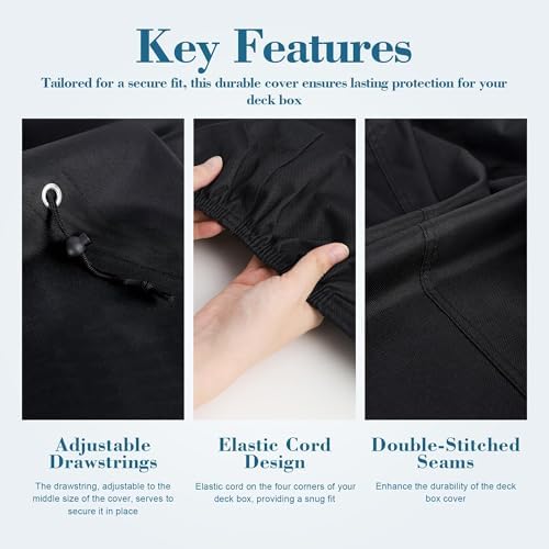 Deck Box Cover, Waterproof 600D Oxford, 63 x 30 x 28 in