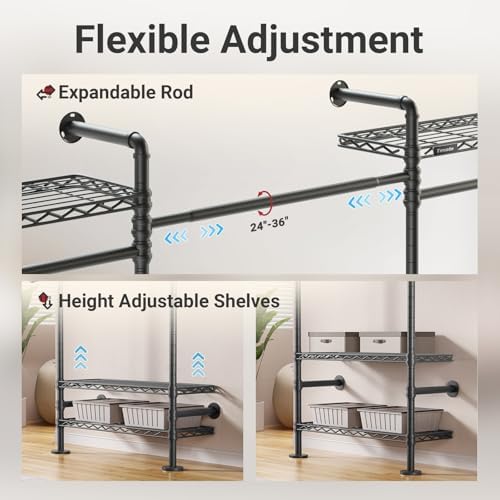 Timate L4 L Shape Garment Rack Heavy Duty Clothes Racks for Hanging Clothes, ...