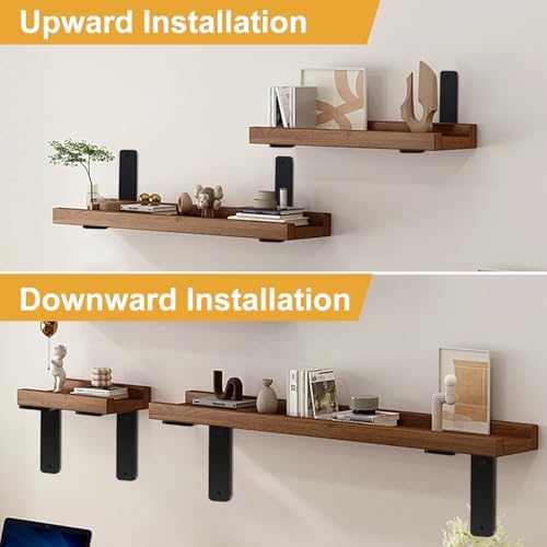 12 Pack - L 10" x H 6" x W1.5, 5mm Thick Black L Shelf Bracket, Iro...