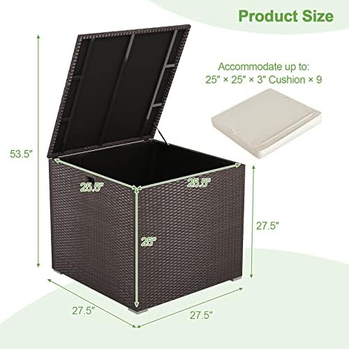 HAPPYGRILL Outdoor Storage Deck Box, 72 Gallon Square Wicker Patio Rattan Sto...