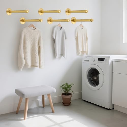 BTSKY 6 Pack Clothes Rack with Screws, 12 Inch Metal Industrial Pipe Clothes ...