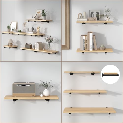 Industrial Pipe Shelf Brackets for 10 Inches Board, Heavy Duty Wall Mounted M...