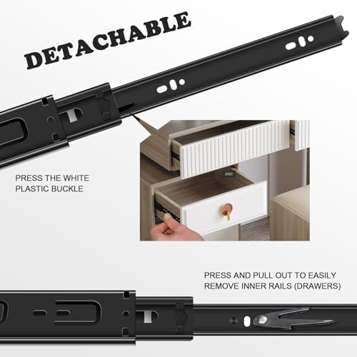 14 inch Drawer Slides 6 Pairs (12pcs) Full Extension Ball Bearing Drawer Slid...