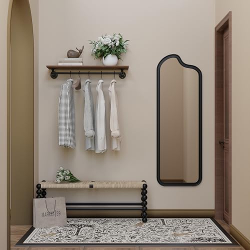 Clothes Rack 36in, Wall Mounted Garment Rack with Real Wood Shelf, Heavy Duty...