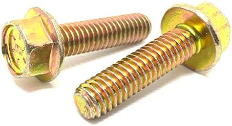 (50 Pieces) 3/8-16x1-1/4 Grade 8 Hex Flange Bolts Screws UNC Coarse Full Threads Zinc Yellow
