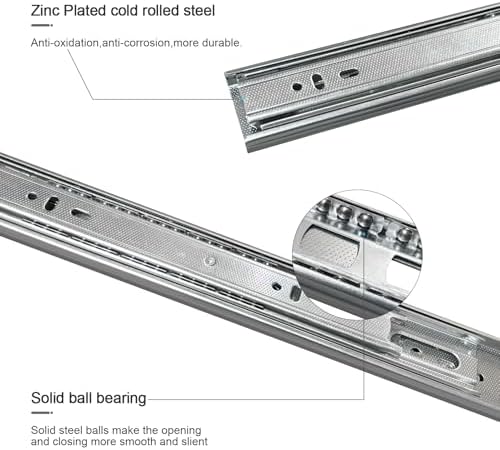18 inch Drawer Slides 4 Pairs (8pcs) Full Extension Ball Bearing Drawer Slide...