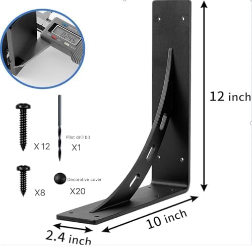 12"x10"x2.5" Heavy Duty Shelf Brackets, Max Load 1100 LBS, Pre...