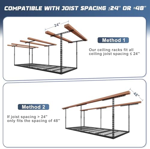 3X8FT Overhead Garage Storage Rack 750LBS Capacity, 26"-40" Height ...