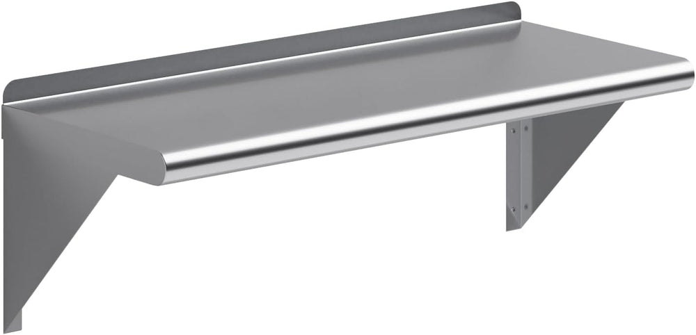 AmGood 12 in. x 30 in. Stainless Steel Wall Shelf with Backsplash - Holds 220...