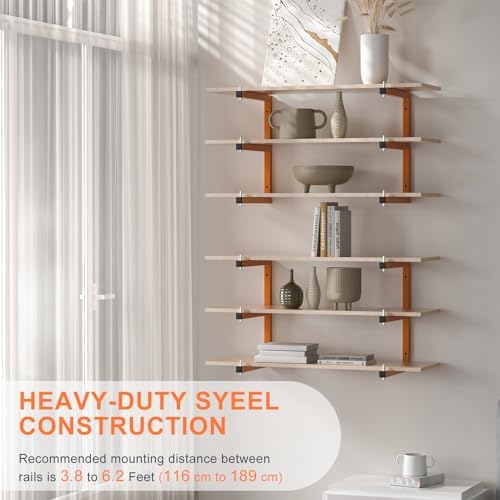 4 Pack Lumber Storage Rack, 6-Level Lumber Rack Wall-Mounted, 1320 lb