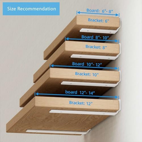Shelf Brackets, Heavy Duty Floating Shelf Brackets 10-Inch Long, 6-Pack Brack...