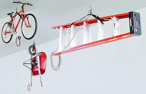 HARKEN Hoister Ceiling Mounted Garage Storage Pulley System Racks for Bikes, ...