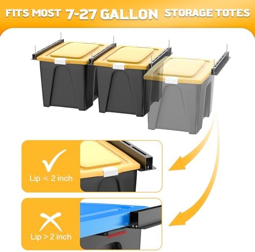 WALMANN Ceiling Tote Storage Rails, Heavy Duty Garage Ceiling Bin Rack