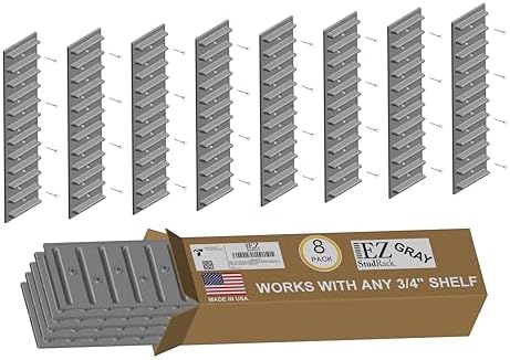 Made in USA EZStudRack Adjustable Shelf Brackets, 8-Pack (4 Pairs) – Easy-to-...