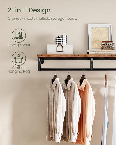 CHOEZON Wall Mounted Clothes Rack, Metal Garment Rack with Top Shelf, Laundry...