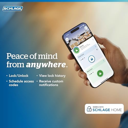 Schlage Encode Smart WiFi Lock, Lever Handle, Camelot Trim, Satin Nickel