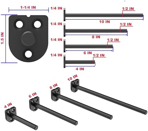 10 in Hidden Floating Shelf Brackets 8 Pack, 1/4" Thick Heavy Duty