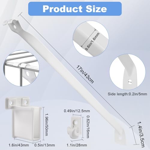 12 Inch Wire Shelf Brackets Set, 8 Pack Metal White Closet Support Bracket wi...
