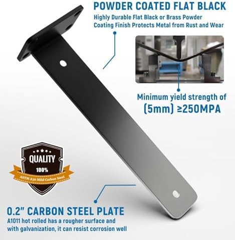 LEOPO 8 inch 12 Pack Floating Shelf Brackets, 1/5" Thick Hidden L Bracket