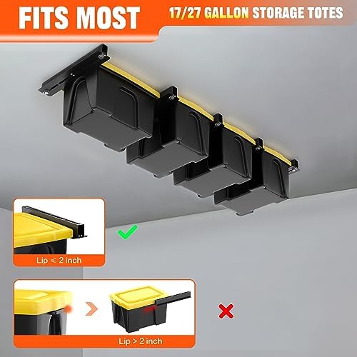 TORACK Garage Ceiling Bin Storage Rack(only fit 16" joist), Overhead Tot...