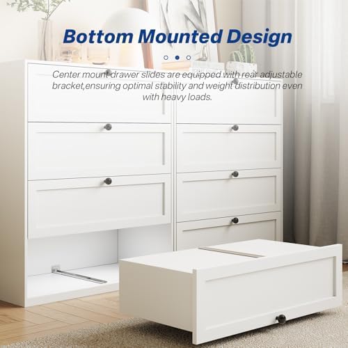 16 Inch Center Mount Drawer Slides 4 Pcs, Heavy Duty Hidden Rails