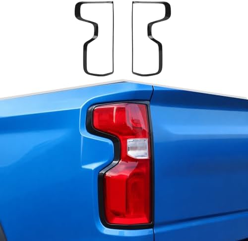Tail Light Frame Cover Trim Compatible with Chevy Silverado 2019-2026, ABS Bl...