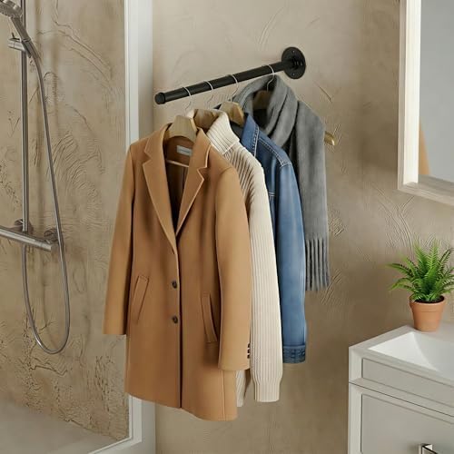 IAE Wall Mounted Closet Rod,Industrial Pipe Clothes Rack,Closet Hanging Bar