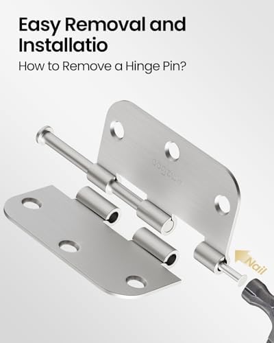 Door Hinges Brushed Nickel 36 Pack 3.5 Inch Rounded 5/8" Radius