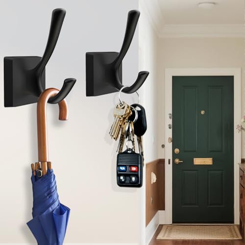 TOFIIGREM Black Wall Hooks Coat Hooks, Mudroom Hooks Bathroom Hallway Hooks f...