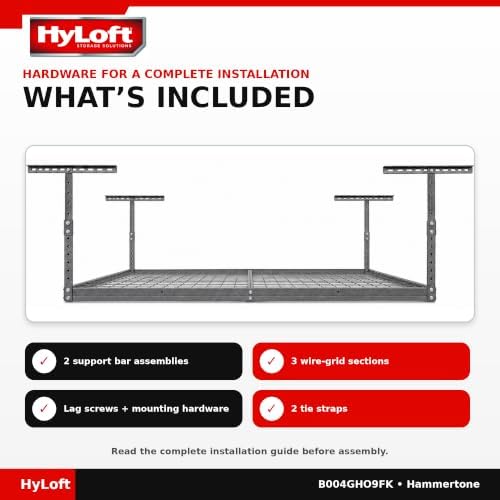 Hyloft Overhead Steel Garage Storage System, Ceiling Rack, 45-Inch x 45-Inch,...