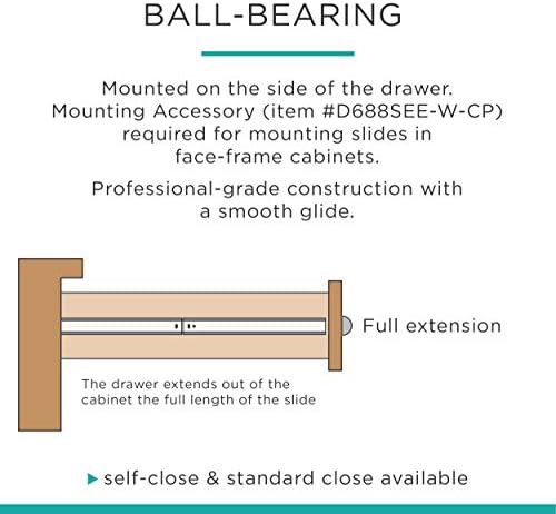 Liberty D68822C-W-TS 22-Inch Bottom Mount Drawer Slide (Pack of 2)