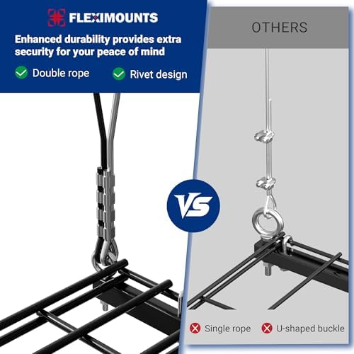 FLEXIMOUNTS Garage Lifting Metal Rack, 4x4 Ft Overhead Garage Storage Racks, ...
