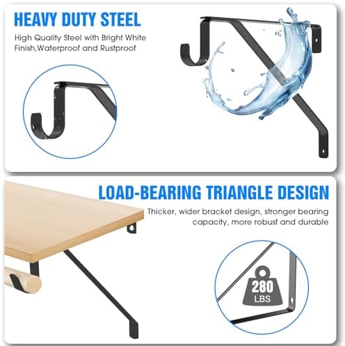 Pisman Heavy Duty Adjustable Closet Rod Bracket 4-Pack