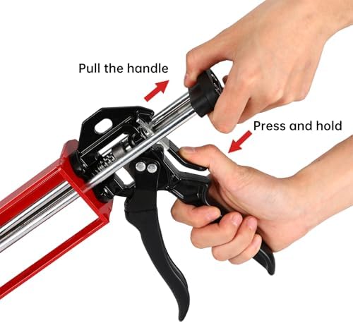 Dual Caulking Gun,Epoxy Gun for 200 ml(6.75 fl oz,1:1 or 2:1 Mix Ratio),Red