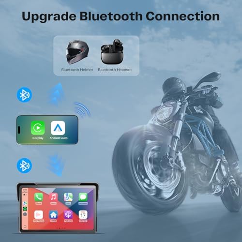 7 Inch Wireless Motorcycle Carplay GPS Navigation System with Apple Carplay a...