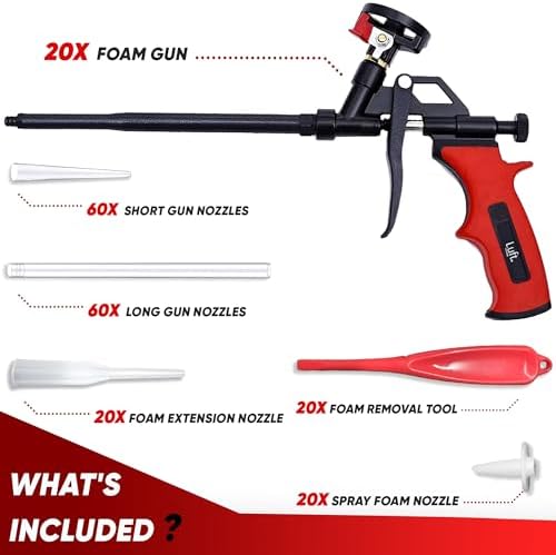 Professional Expanding Foam Spray Gun, 20 Insulation Guns + 180 Extenders