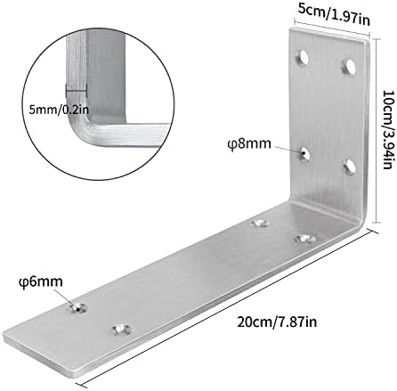 YUMORE Countertop Support Bracket, Heavy Duty 5mm L Bracket, 8 x 4 in