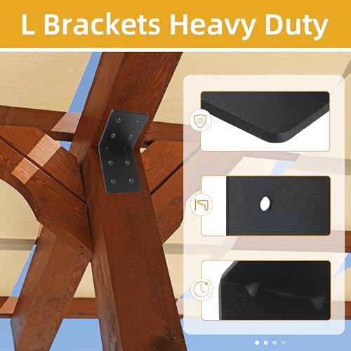 6-Pack 4"x4"x3-1/8 Heavy Duty Steel Corner Bracket, L Right Angle B...