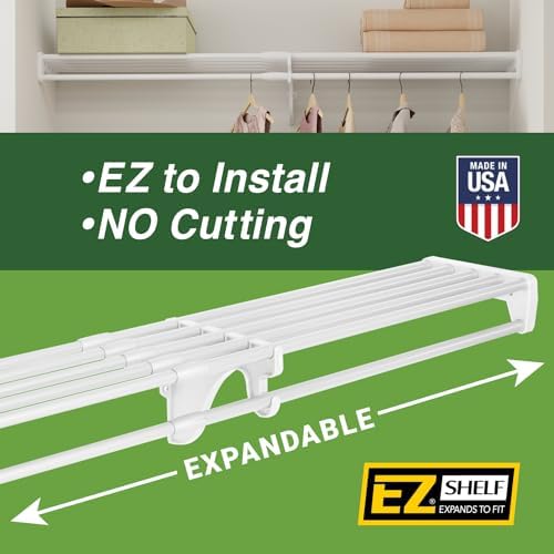 EZ Shelf-Expandable-Closet Shelf (NO Hanging Rod)- 42.5” to 75” -White-Easy I...