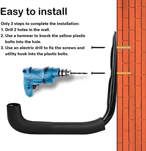 6 Pack Garage Hooks Heavy Duty, 9 Inch Ladder Hooks for Garage Wall