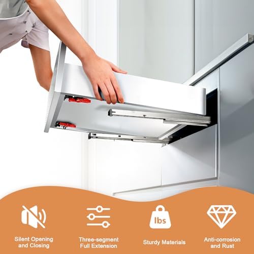 Probrico 2 Pairs 18 Inch Undermount Drawer Slides, Full Extension Concealed D...