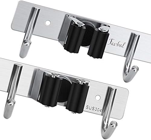 Broom Hanger Wall Mounted, 2PCS Mop and Broom Holder Wall Mount Garage Organi...