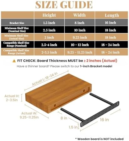 2pcs Floating Shelf Hardware Heavy Duty Hidden Shelf Brackets Support,Wall Mo...