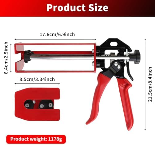200ml Dual Cartridge Epoxy Gun 1:1 & 2:1 Cartridge Bonding Red