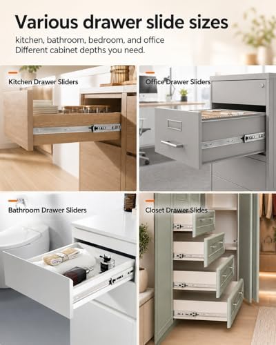 Gobrico Drawer Slides 20 inch 2 Pair，Soft Close Drawer Slides 3 Fold, Hardwar...