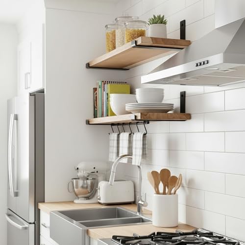 LEOPO 8 inch Shelf Brackets 8-Pack, 1/5" Thick Floating Shelf Bracket